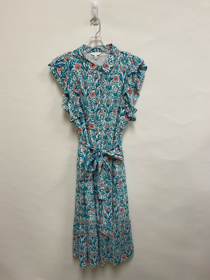 Crown &amp; Ivy Size XL White/Pink Turquoise Ruffles Ladies Dress