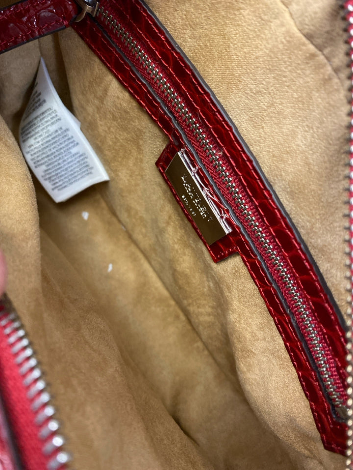 NWT Ralph Lauren Dark Red Embossed Crossbody