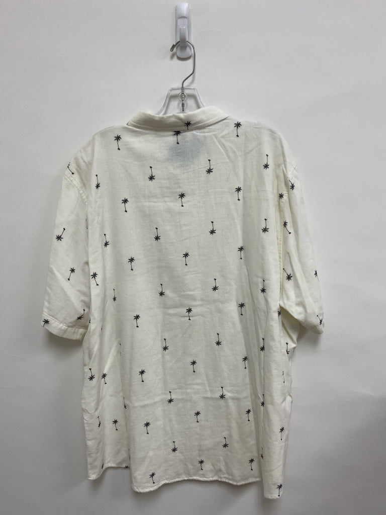 NWT Size XXL White Black Palm Trees Button Up Men&
