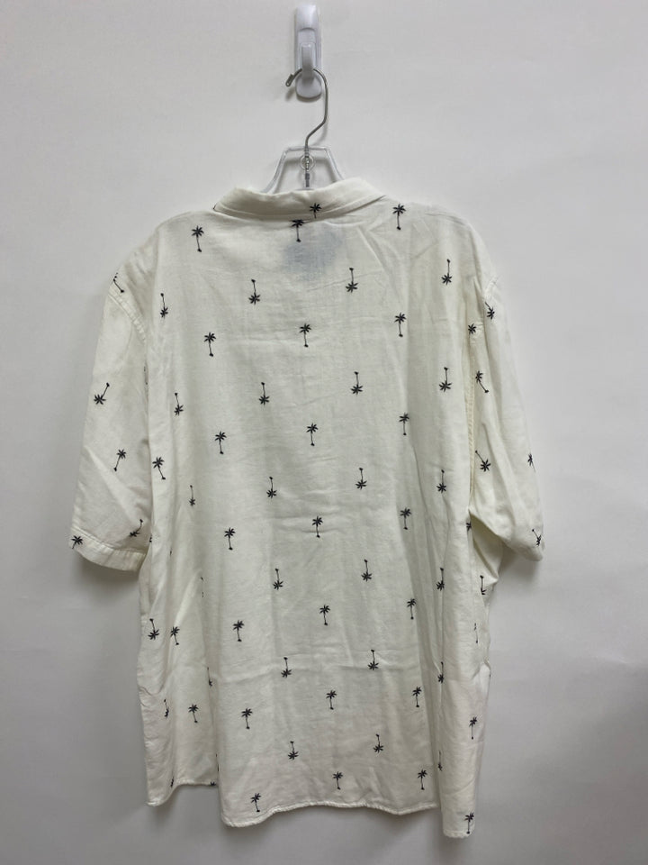 NWT Size XXL White Black Palm Trees Button Up Men&