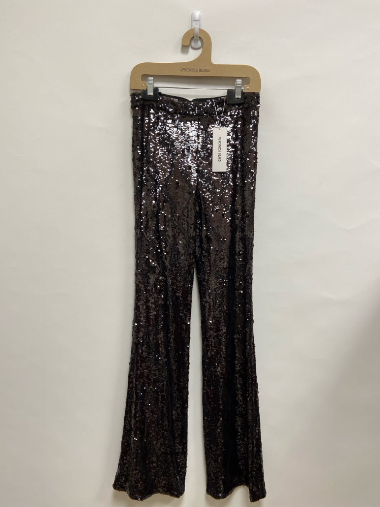 NWT VERONICA BEARD Size 8 Black Sequins Flared Ladies Pants