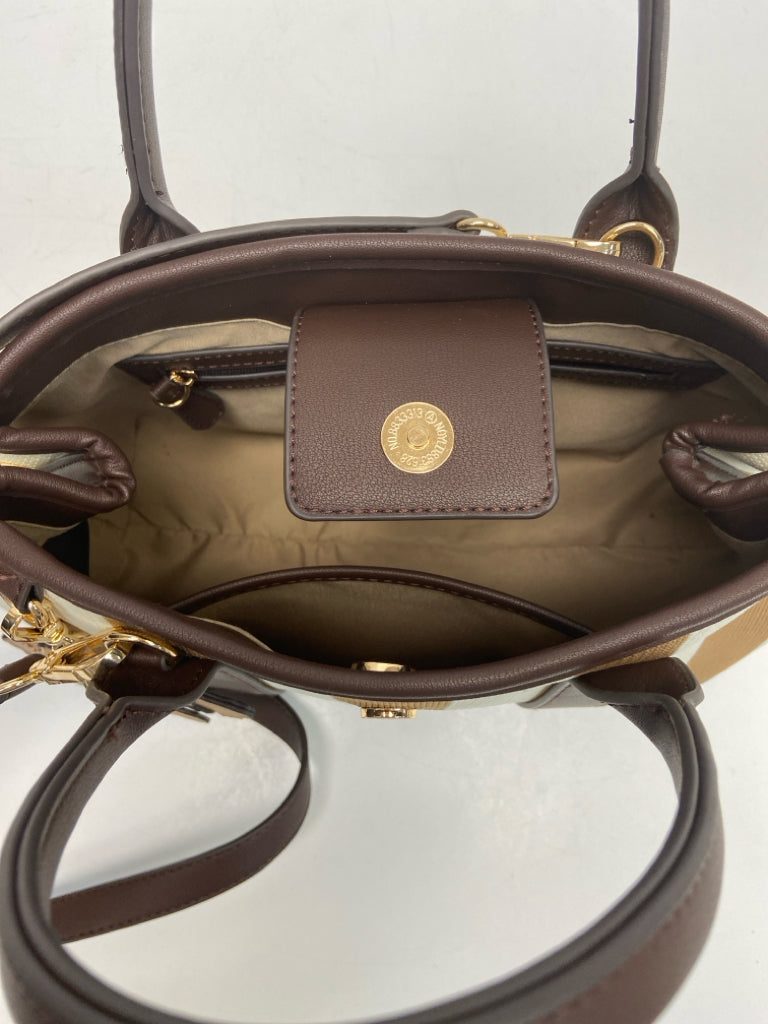 Nanette Lepore Cream Dark Brown Stripe(s) Handbag