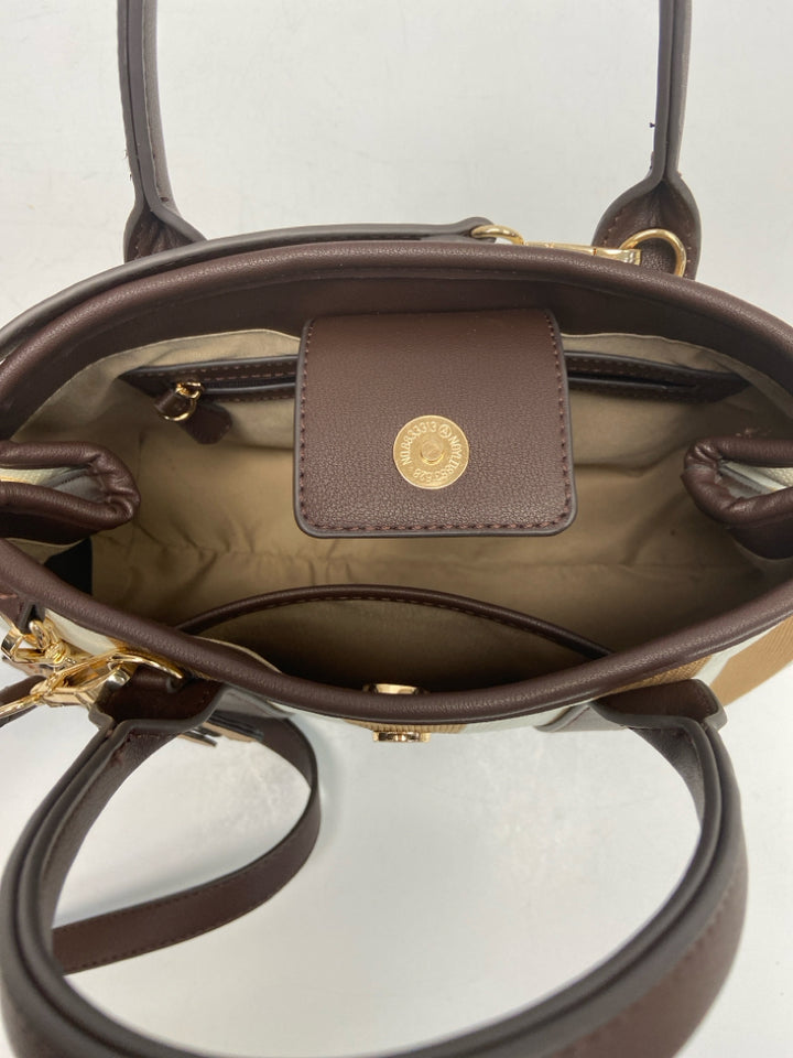 Nanette Lepore Cream Dark Brown Stripe(s) Handbag
