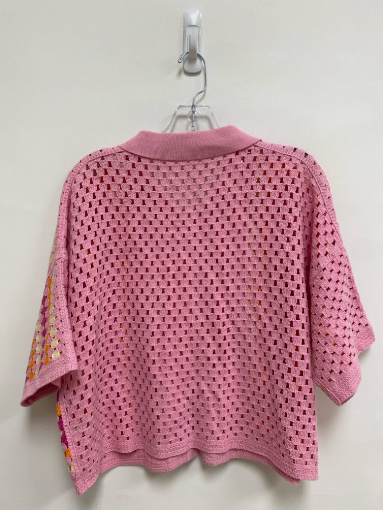 vestique Size S Pink Cream/Coral Cardigan Ladies Sweater
