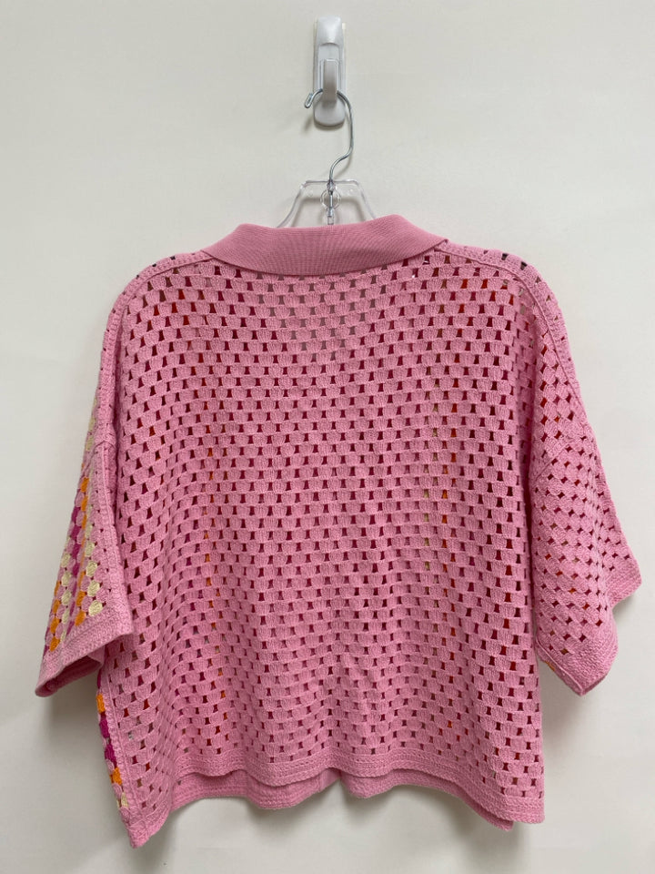 vestique Size S Pink Cream/Coral Cardigan Ladies Sweater