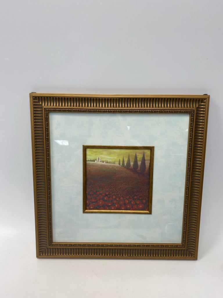 Red Green/Gold Landscape Framed Art