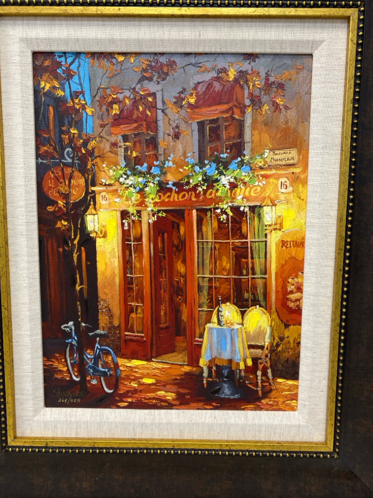 Yellow/Brown Red/Blue Street Scene Canvas Art