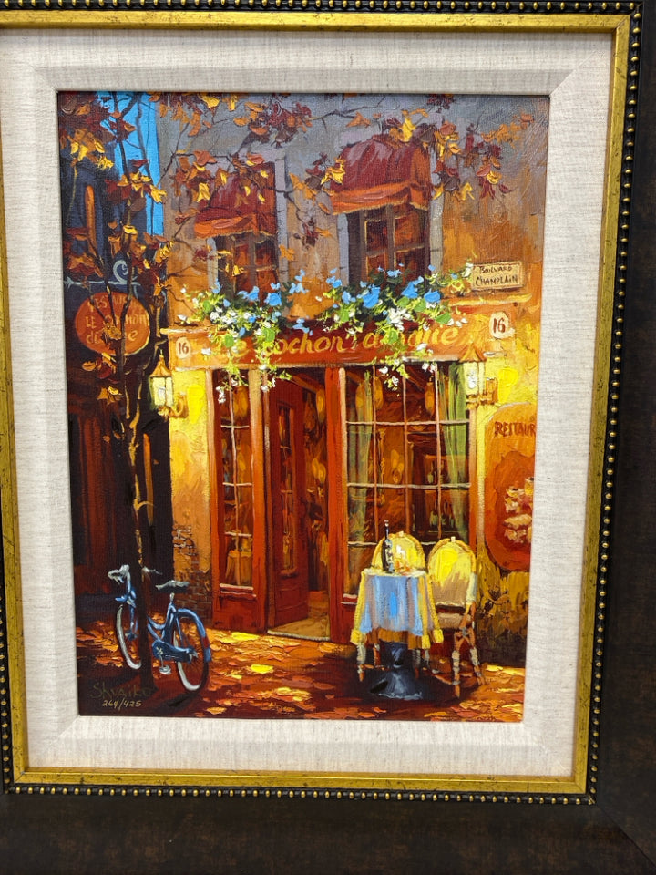 Yellow/Brown Red/Blue Street Scene Canvas Art