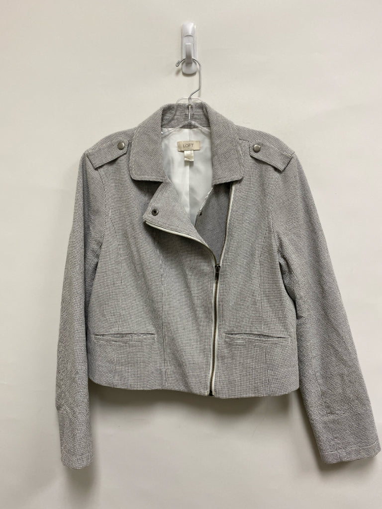 LOFT Size L White Black Checkered Ladies Jacket