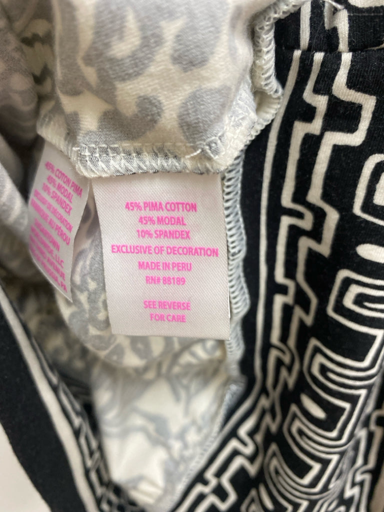 LILLY PULITZER Size S White Black Floral Ladies Top
