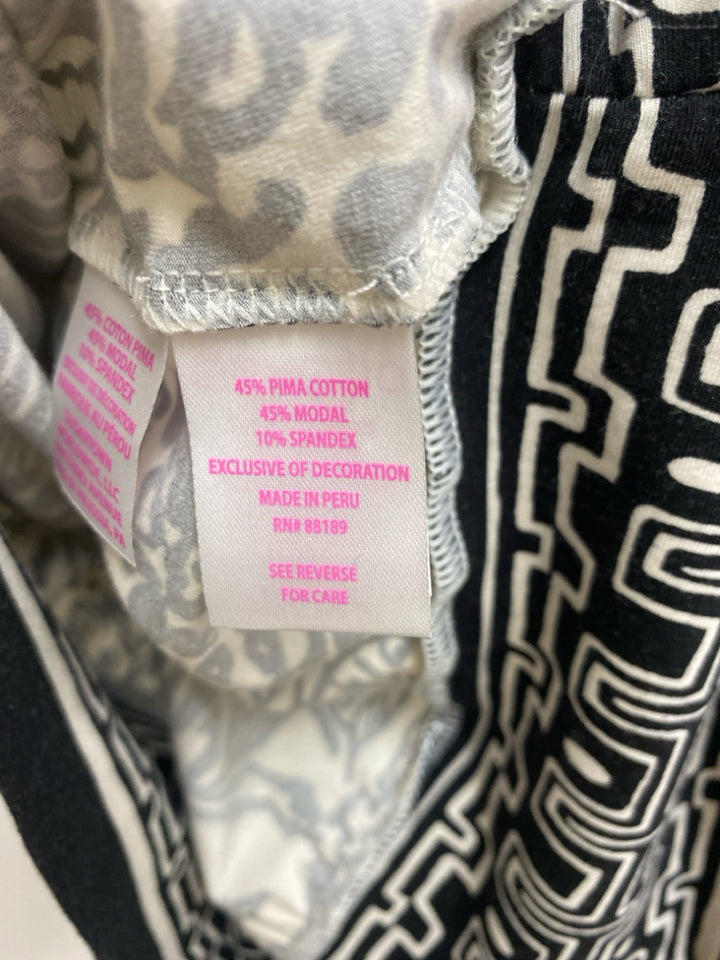 LILLY PULITZER Size S White Black Floral Ladies Top