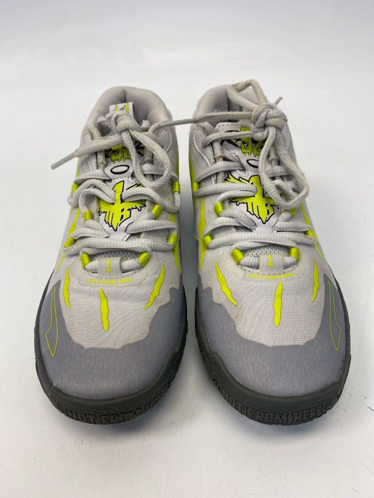 Puma SIZE 2 Gray Lime Green Lace-Up Boy&