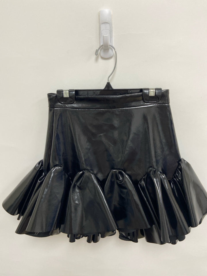 NWT Size XS Black Ruffles Vinyl Ladies Skirt
