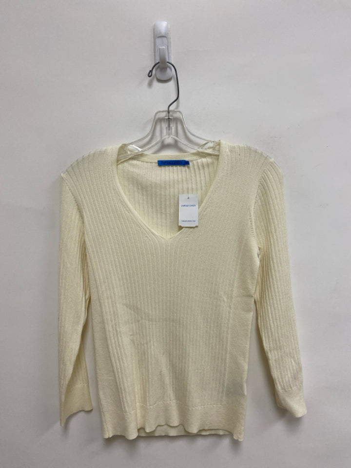 NWT J McLaughlin Size S Cream Ribbed V Neck Ladies Sweater