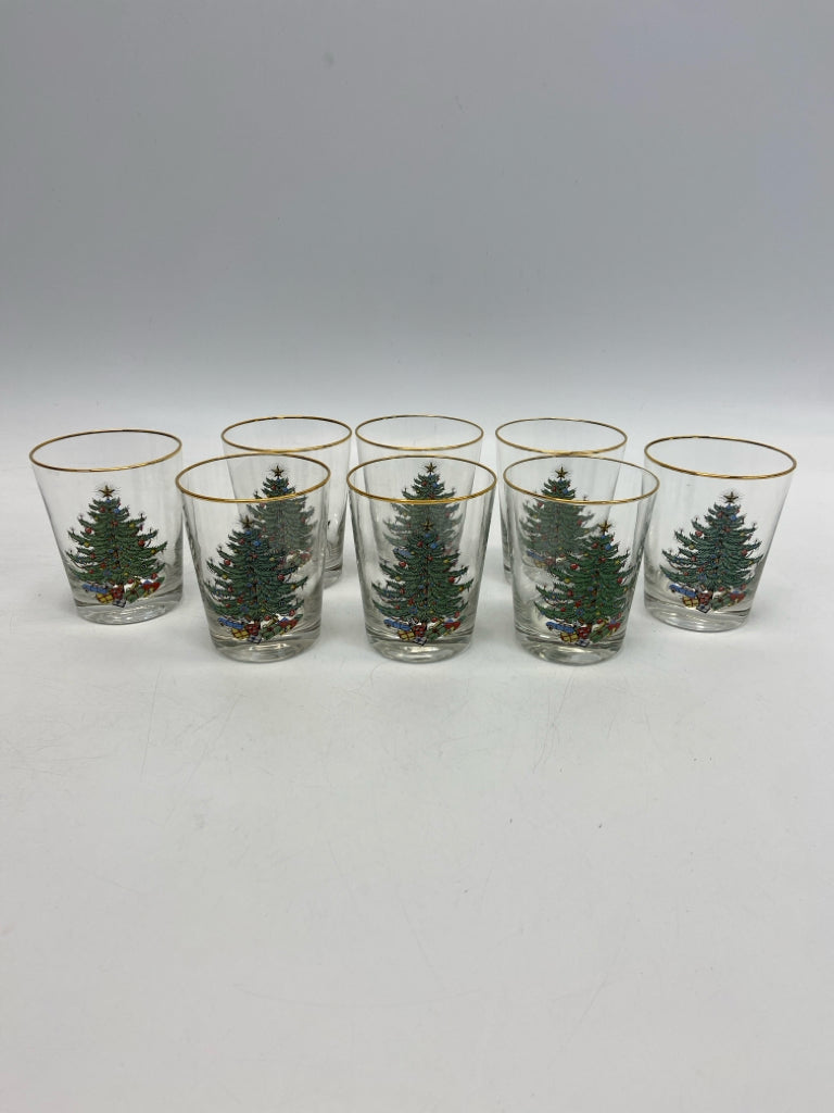 Clear Green/Multi Trees Glass Christmas