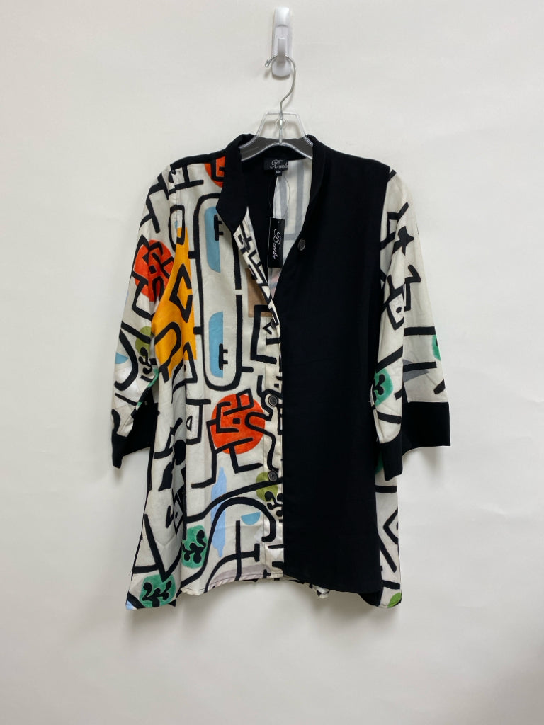 NWT Size S Black/White Multi Color Abstract Ladies Top