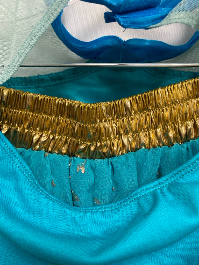 Disney SIZE 7/8 Turquoise/Gold Sequined Girl&
