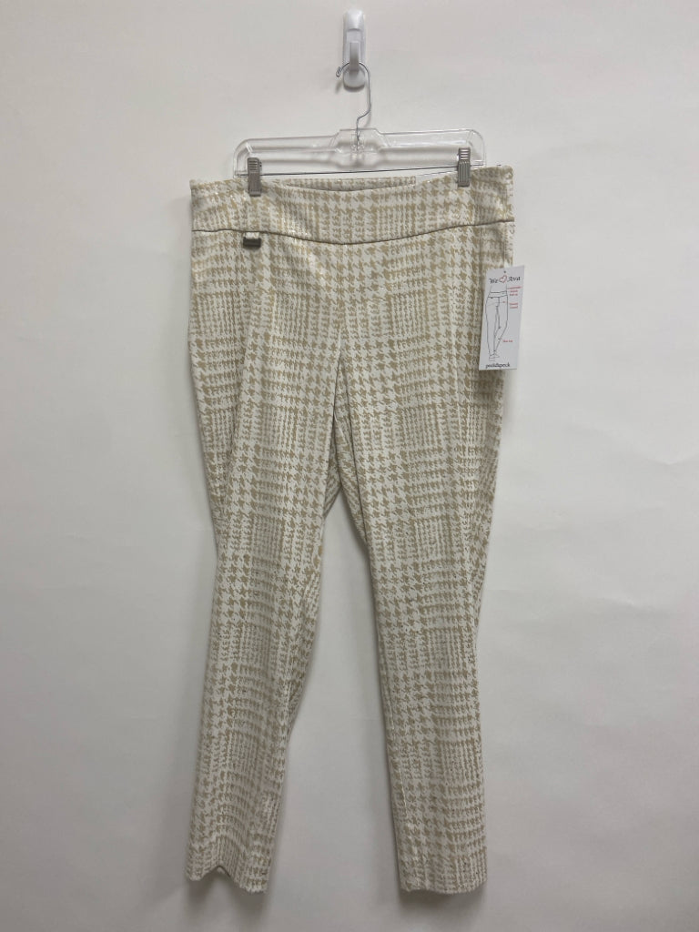 NWT Peck/Peck  SIZE  16 White Beige Houndstooth Pull-on Plus Size Pants