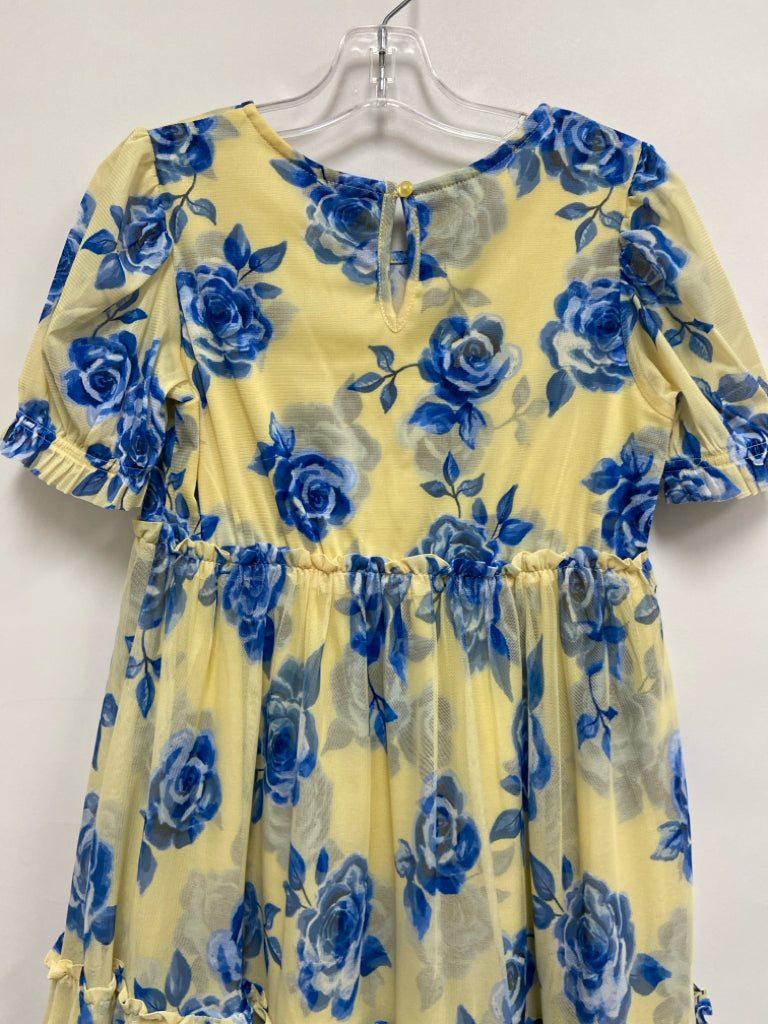 Zac Posen SIZE L Pale Yellow Blue/White Flowers Girl&