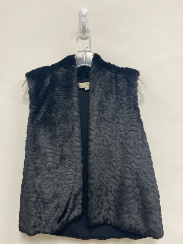 LOFT Size XS Black Drape Faux Fur Ladies Vest