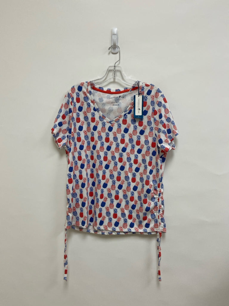 NWT Size L White Red/Blue Pineapples Ladies Top
