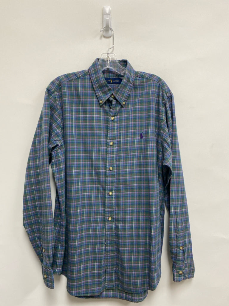 Ralph Lauren Size L Green Purple/Blue Plaid Button Up Men&