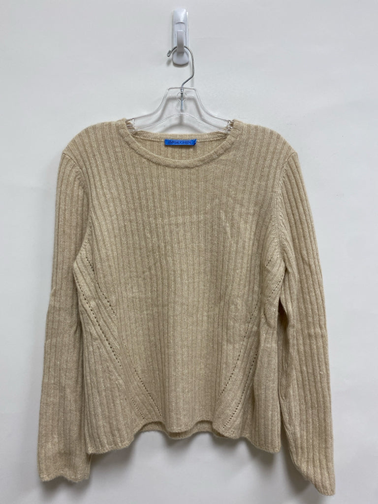 J McLaughlin Size L Beige Ribbed Cashmere Blend Ladies Sweater