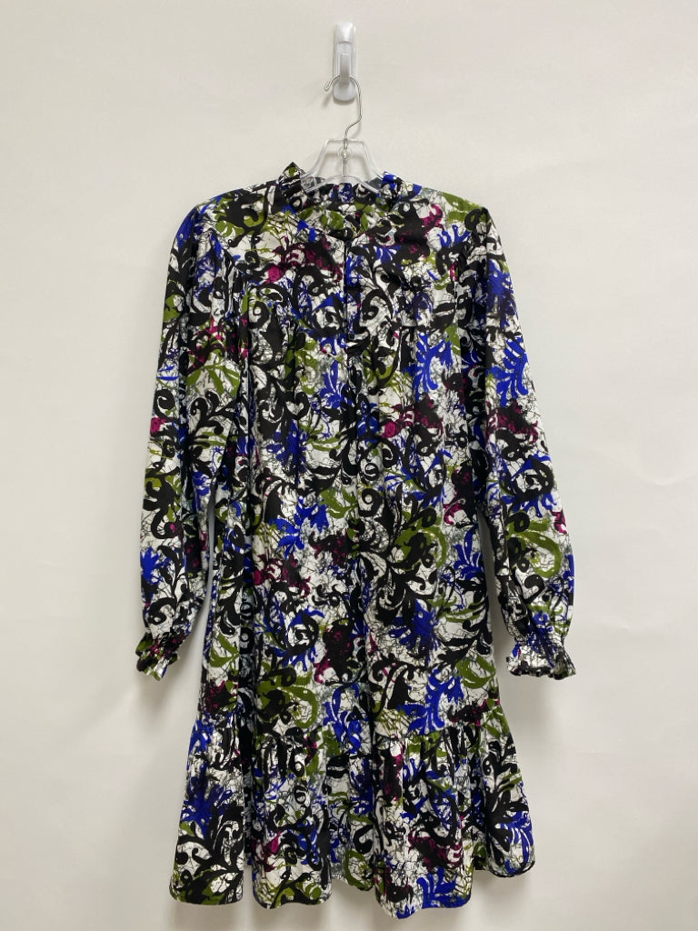 Tyler Boe Size S White/Black Green/Multi Long Sleeve Ladies Dress