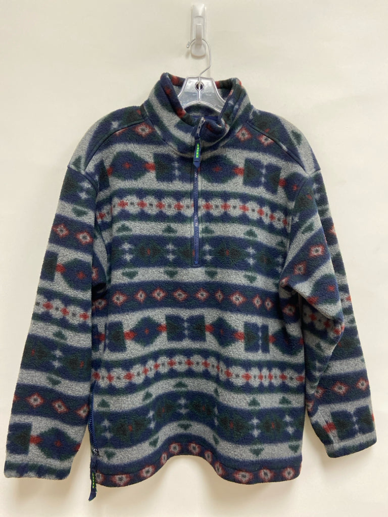 Eddie Bauer Size L Navy/Gray Green Southwestern Fleece Men&