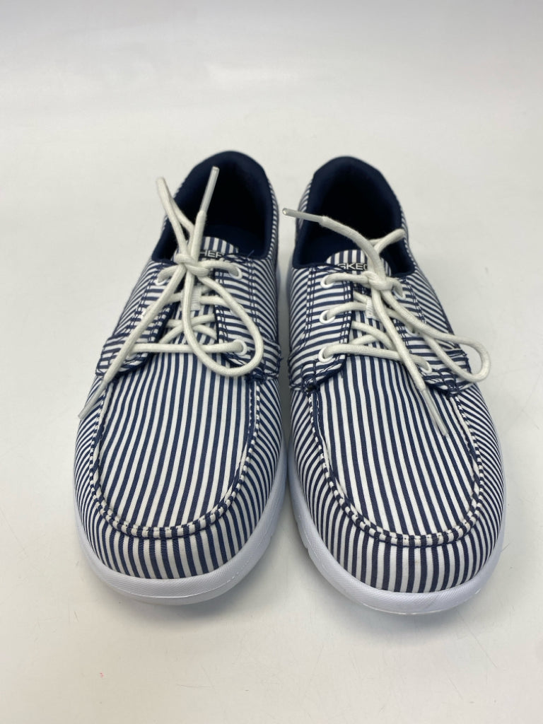 Skechers  Size 7.5 White Navy Stripe(s) Flats