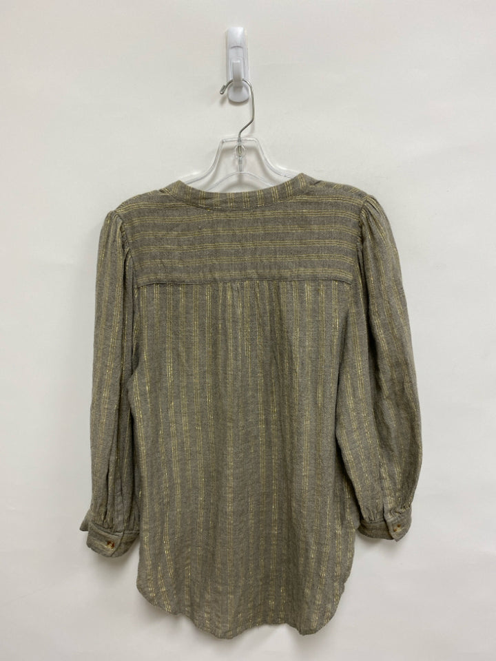 Akemi + Kin Size 6 Tan Gold Striped Ladies Top
