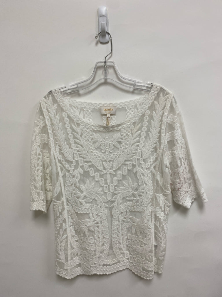 Laundry Size M White Lace 3/4 Sleeve Ladies Top