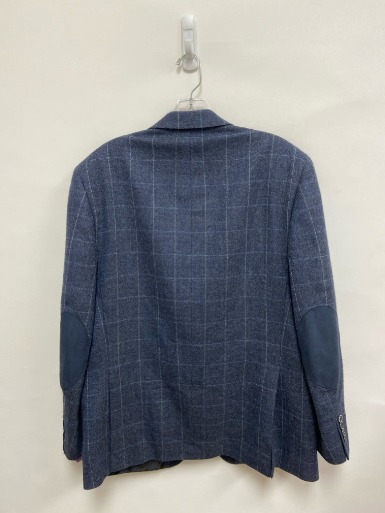 Tallia Size 42R Blue Windowpane Wool Men&