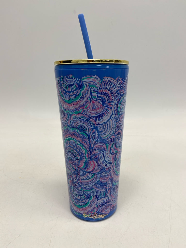 LILLY PULITZER Blue/White Pink/Green Print Tumbler