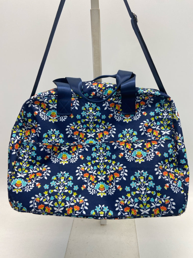 Vera Bradley Dark Blue Multi Color Flowers Duffle Bag