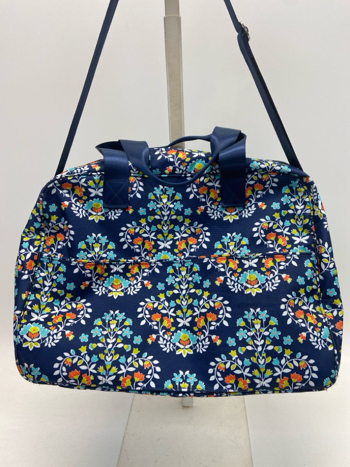 Vera Bradley Dark Blue Multi Color Flowers Duffle Bag