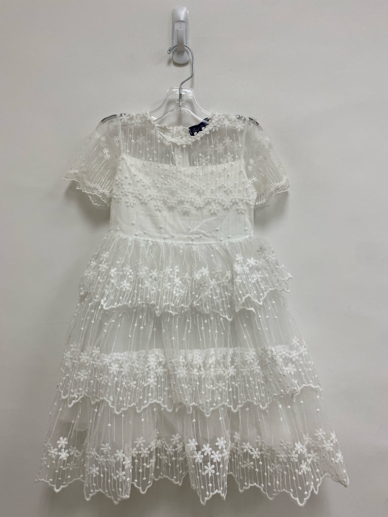 Trish Scully SIZE 5 White Embroidered Tulle Girl&