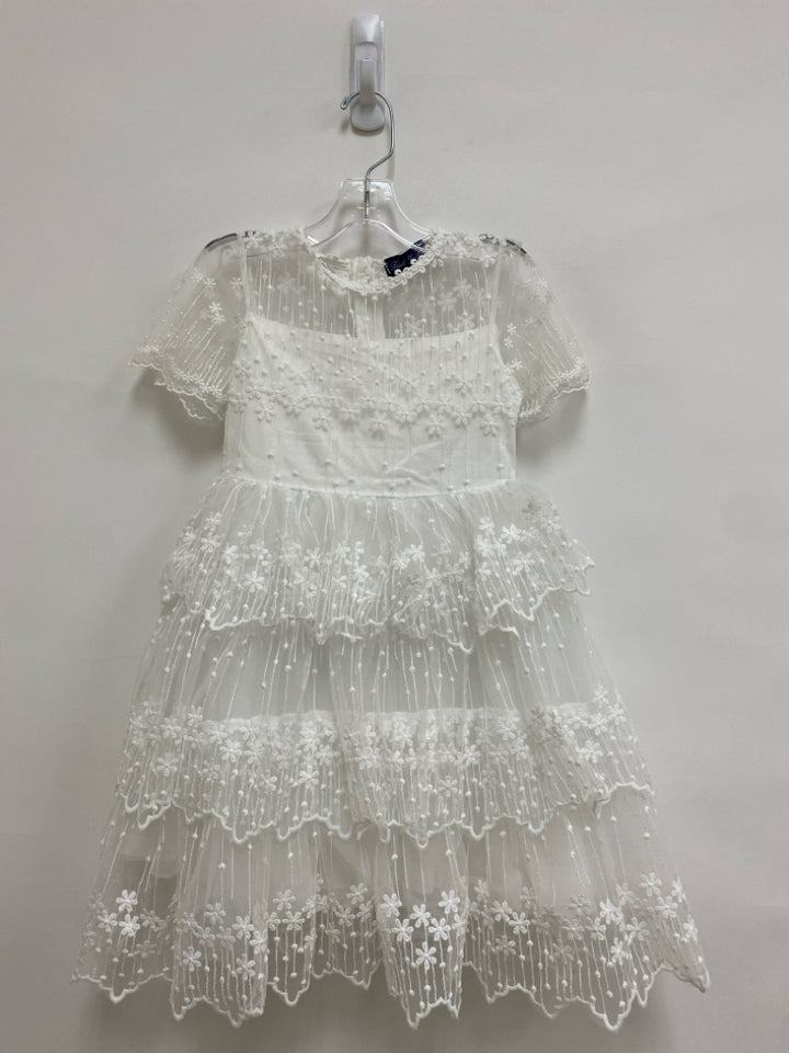 Trish Scully SIZE 5 White Embroidered Tulle Girl&