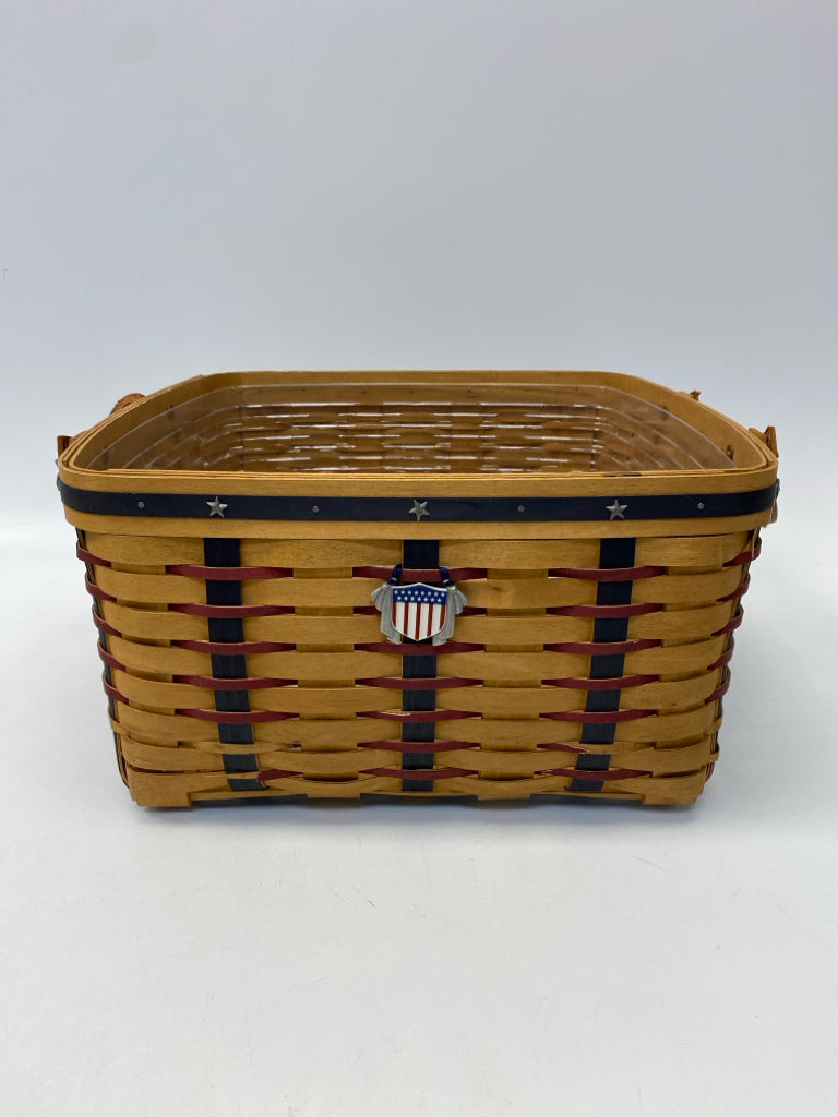 Longaberger 2003 Sm Wash Day Basket w/Protector &amp; Charm