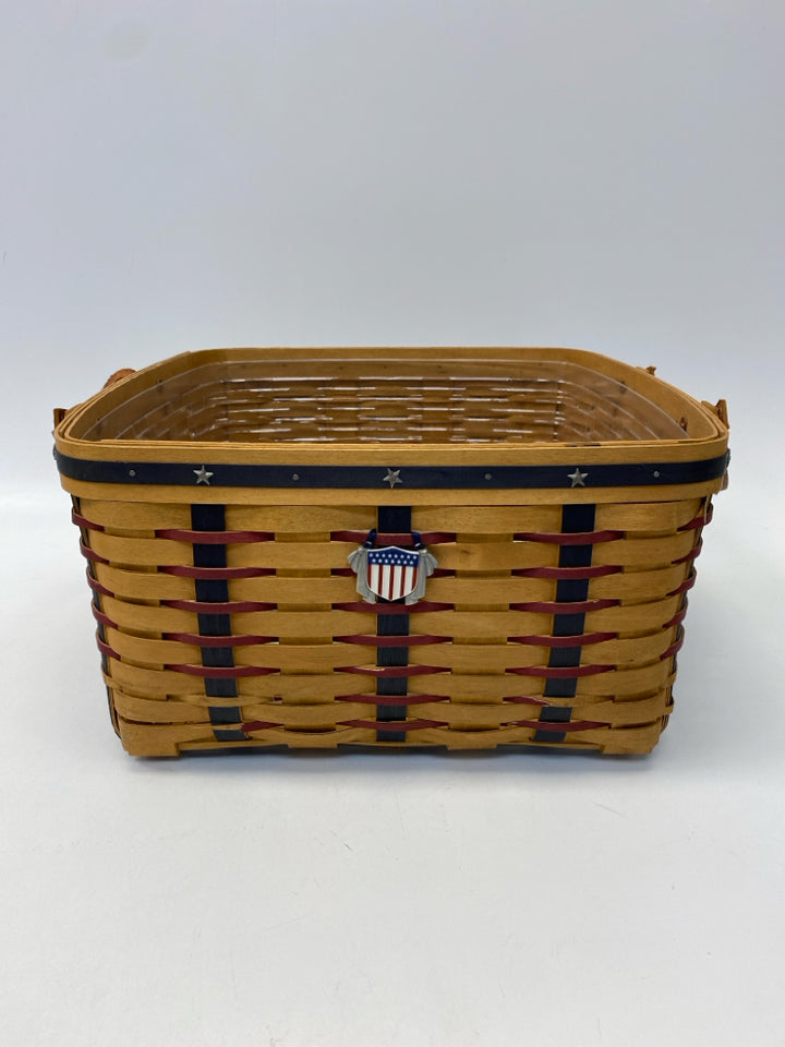 Longaberger 2003 Sm Wash Day Basket w/Protector &amp; Charm