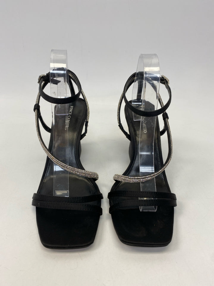 VINCE CAMUTO  Size 10 Black Clear Rhinestone(s) Sandals