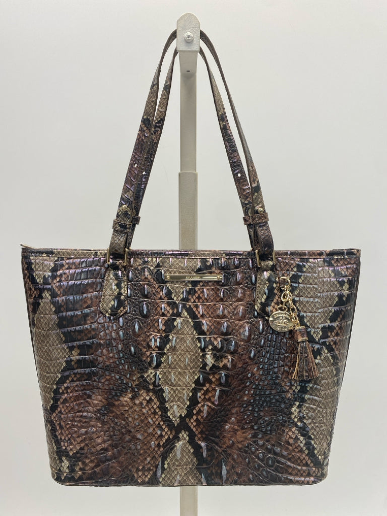 NWT Brahmin Brown Tan Snakeprint Leather Handbag