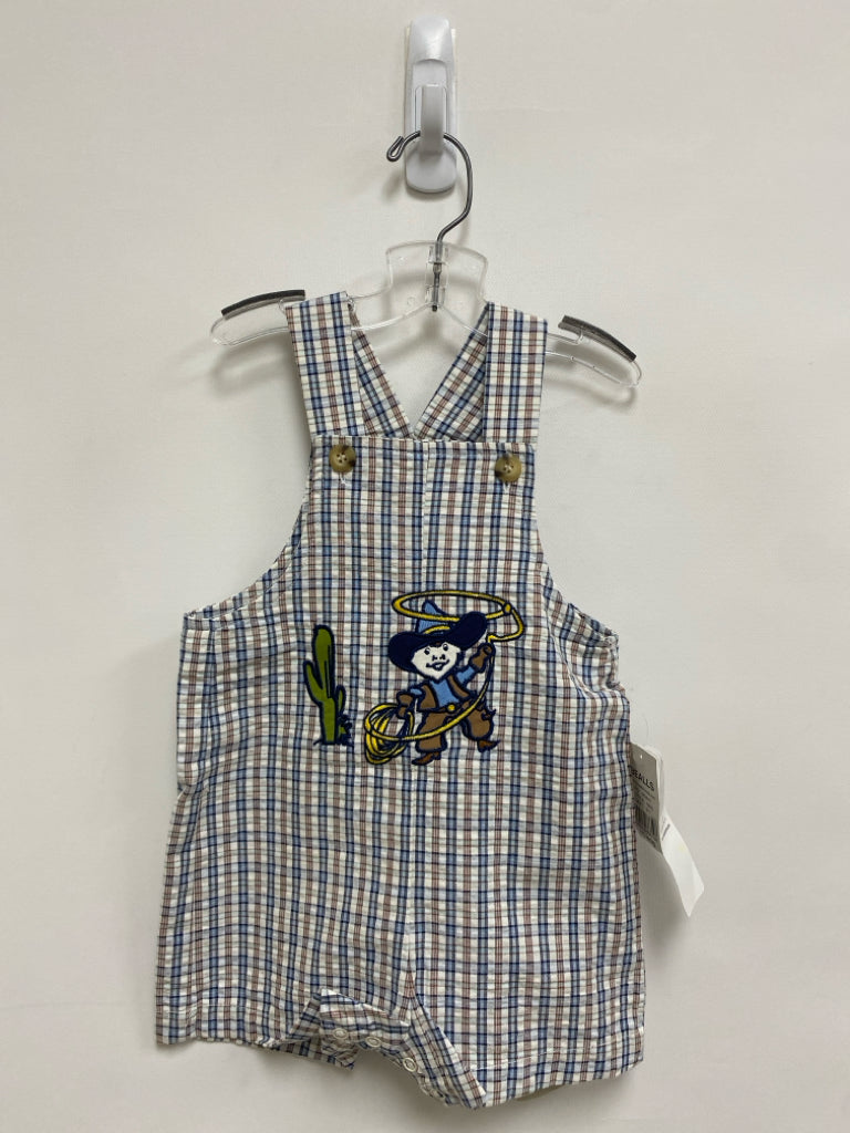 NWT SIZE 6-9M White Brown/Blue Plaid Sleeveless Boy&