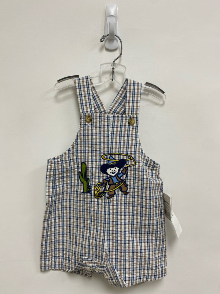 NWT SIZE 6-9M White Brown/Blue Plaid Sleeveless Boy&
