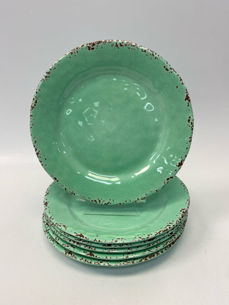 Tommy Bahama Mint Green Brown Trimmed Melamine Plate (s)