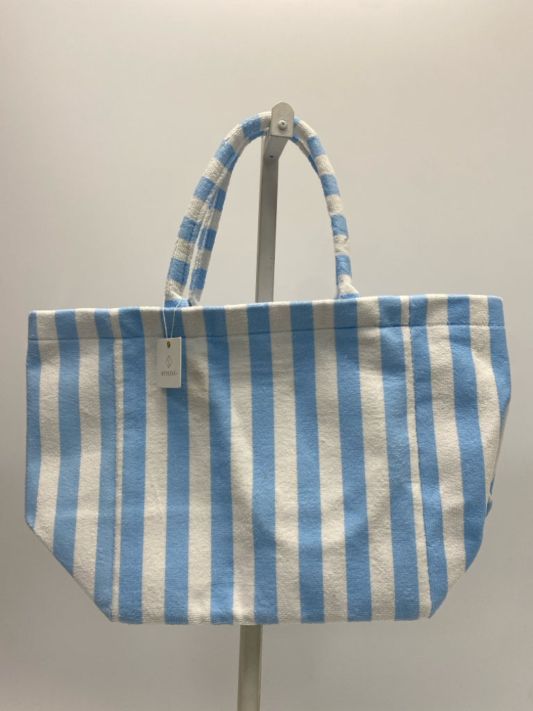 NWT White Blue Stripe(s) Tote Bag