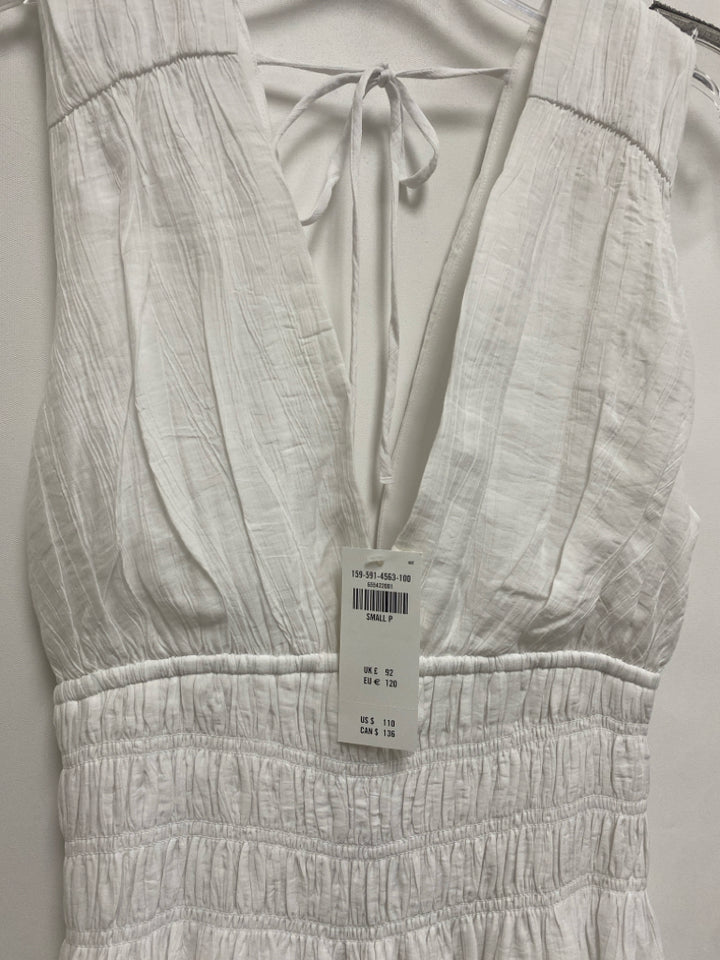 NWT Abercrombie &amp; Fitch Size SP White Crinkle Sleeveless Petite Dress