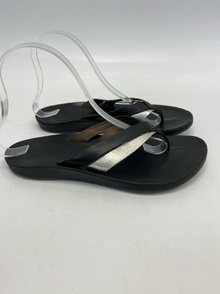 OluKai  Size 7 Black Silver Sandals