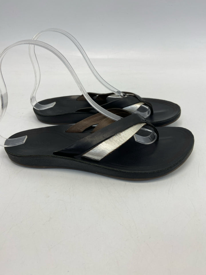 OluKai  Size 7 Black Silver Sandals