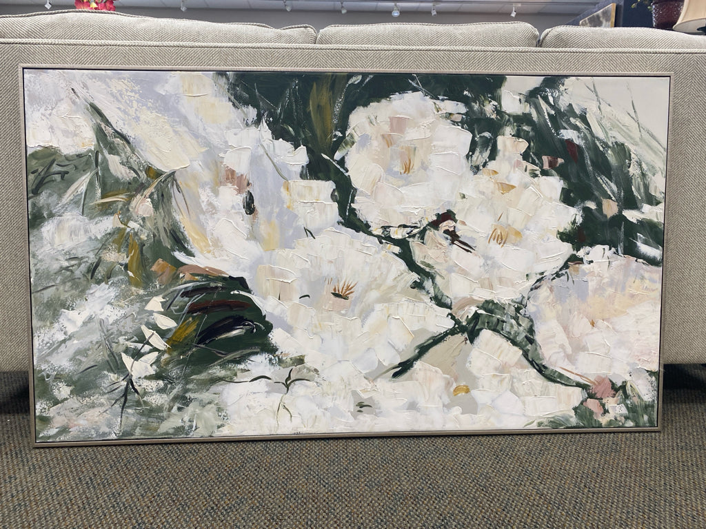 Uttermost White Green Handpainted Canvas Art